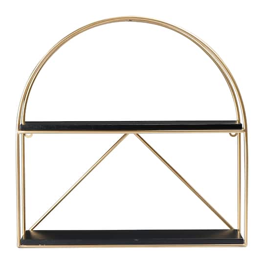 Hello Honey® Wood & Metal Gold Crescent Wall Shelf